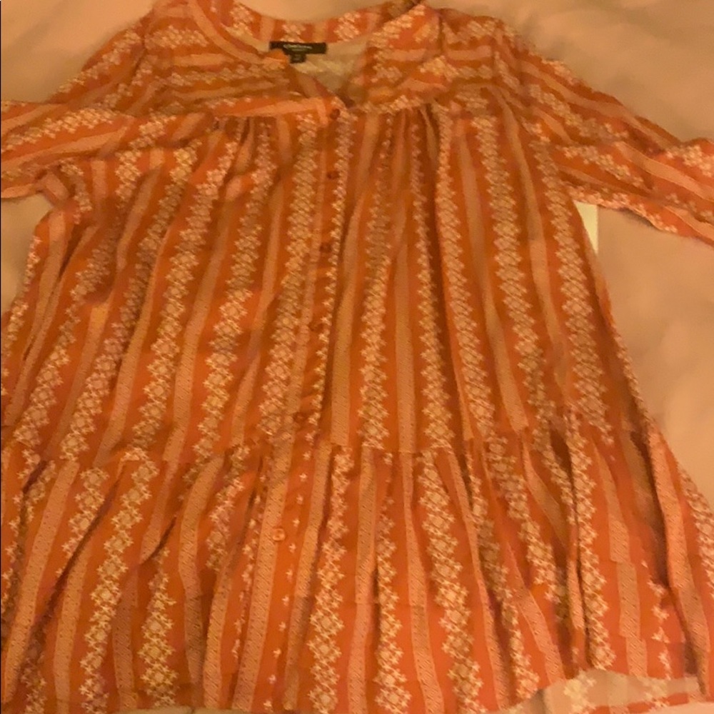 Printed fall tunic frilly long shirt